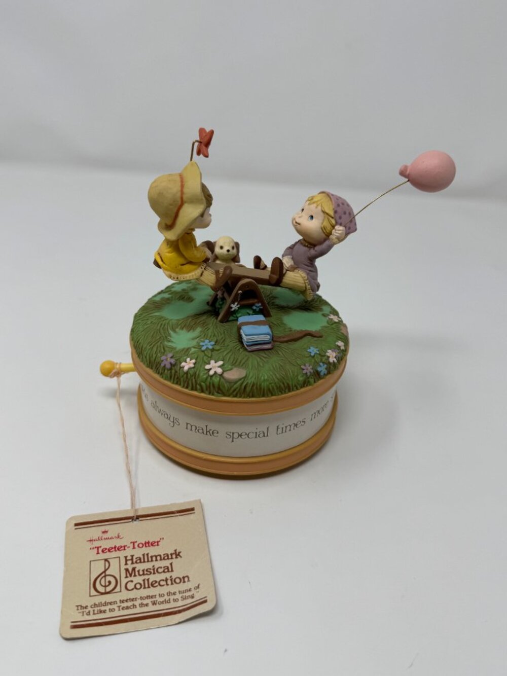 Vintage 1981 Hallmark Teeter Totter Animated Music Box Working With Tag
